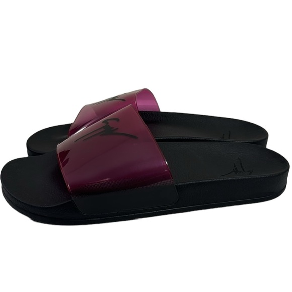 GIUSEPPE ZANOTTI NWT MEN’S BLACK PURPLE PINK SLIDES SANDALS SIZE 12 /45 - Picture 4 of 12
